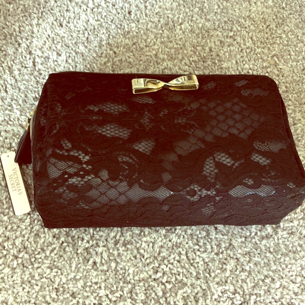 Victoria Secret Toiletry bag black lace NEW